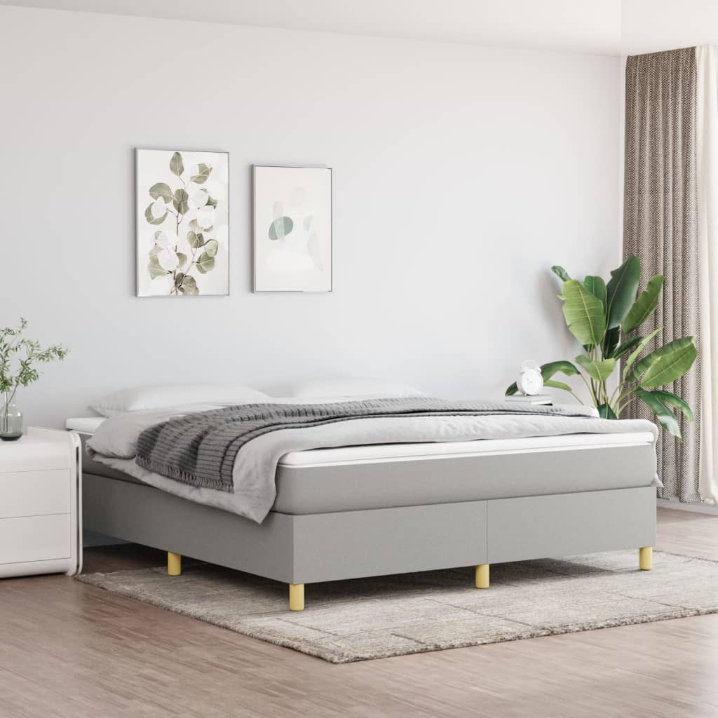 vidaXL Box Spring Bed Base Platform Bed Frame with Mattress for Bedroom Fabric-60