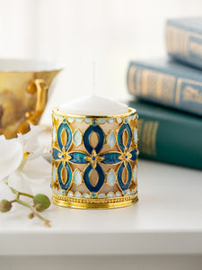 Golden Blue Decorated Candle Holder-4