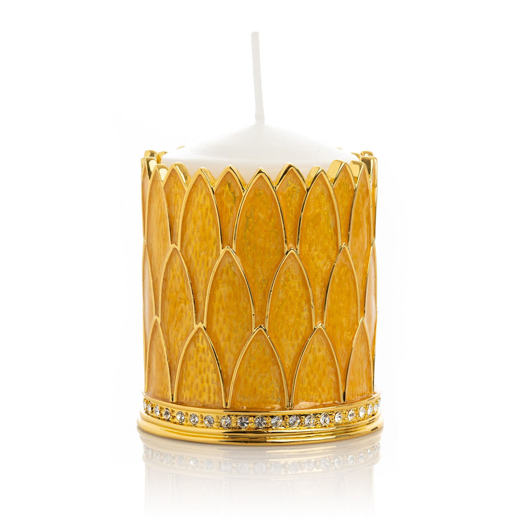 Yellow Decorated Candle Holder-0