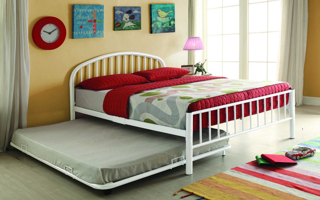 Full White Metal Rolling Trundle - 99fab 