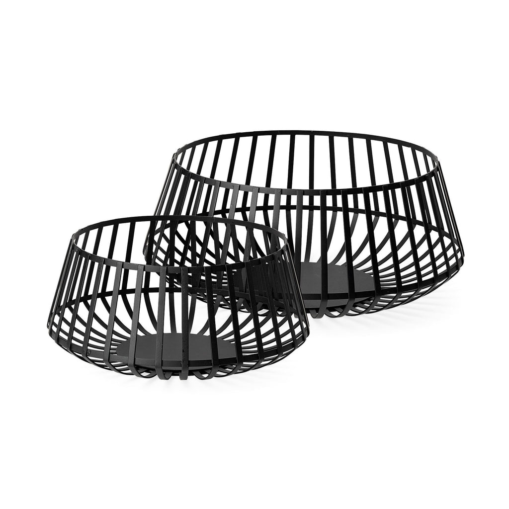 Set Of Two Black Metal Wire Decorative Bowls - 99fab 
