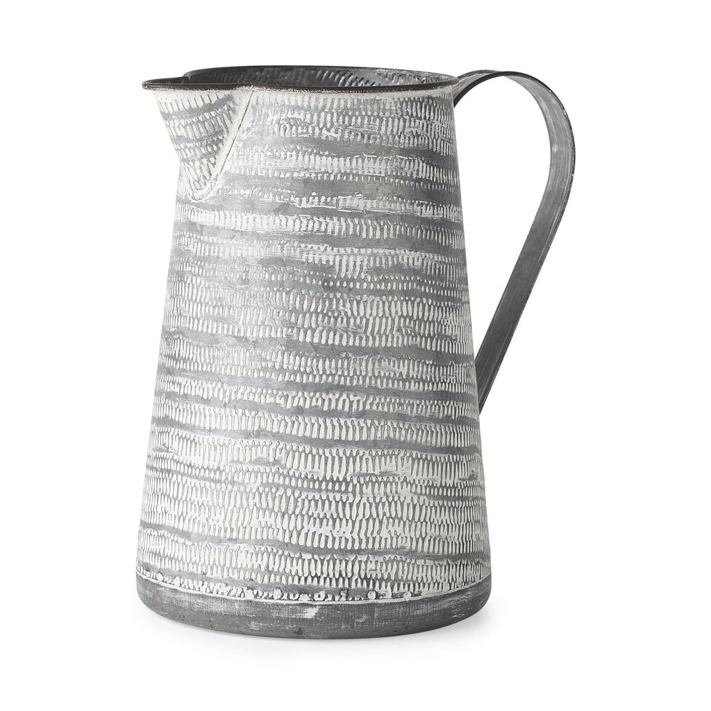 Gray And White Patterned Metal Jug - 99fab 
