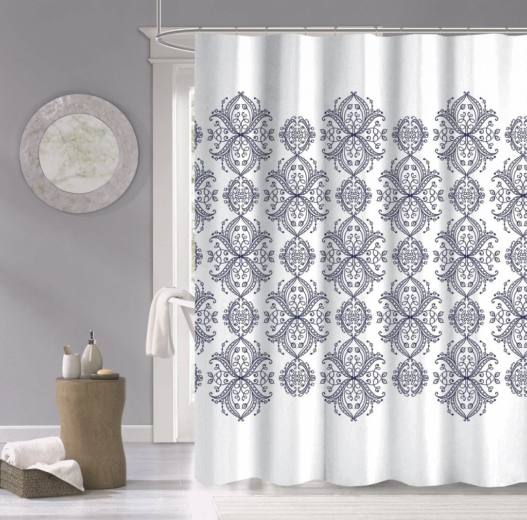 Navy and White Decorative Shower Curtain - 99fab 