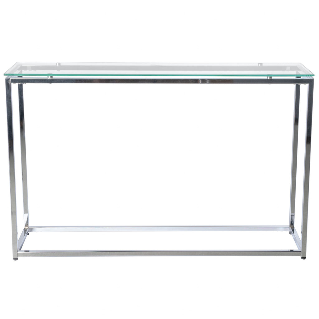 Geo XL Rectangle Clear Glass and Chrome Console Table - 99fab 