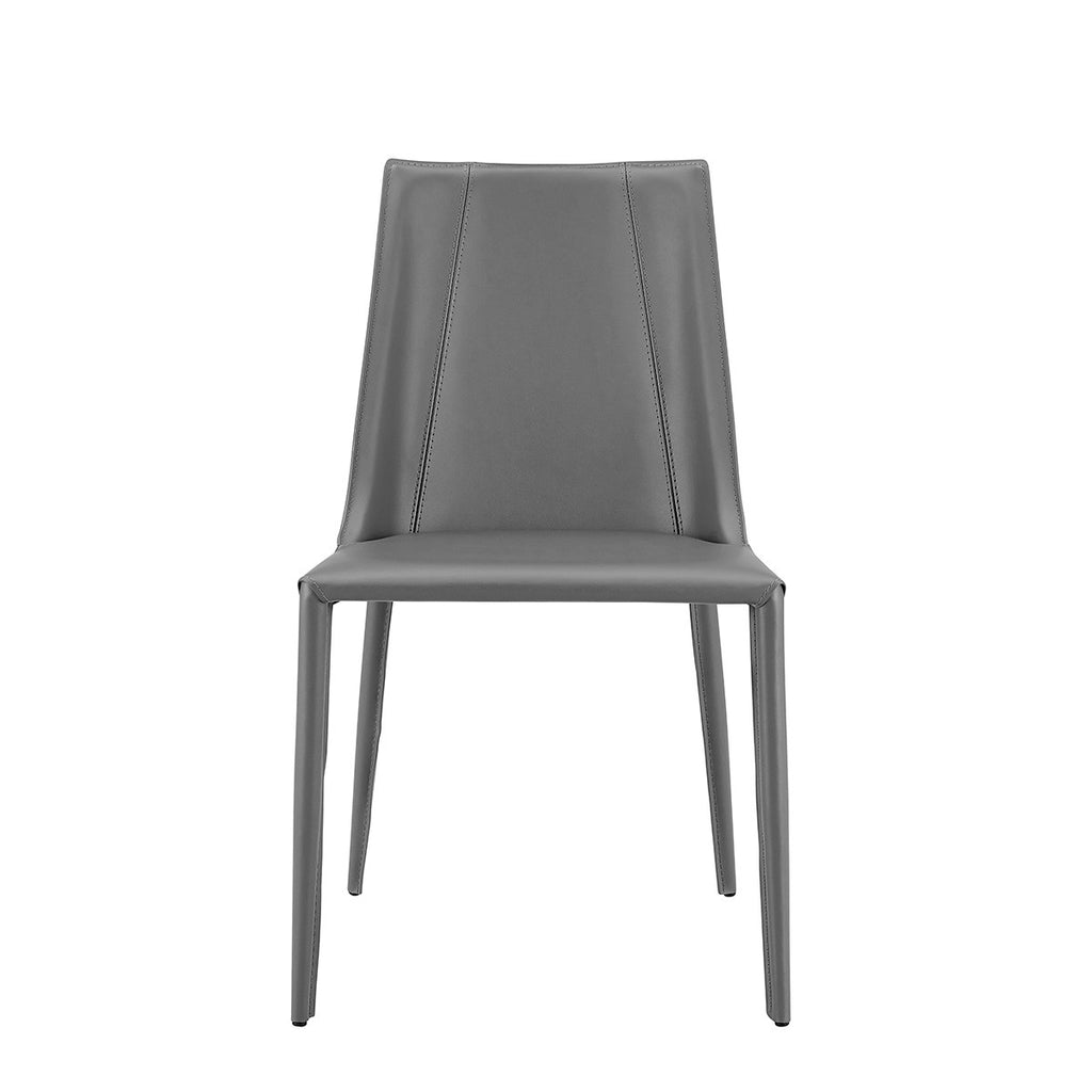 Sleek All Dark Gray Faux Leather Dining or Side Chair - 99fab 