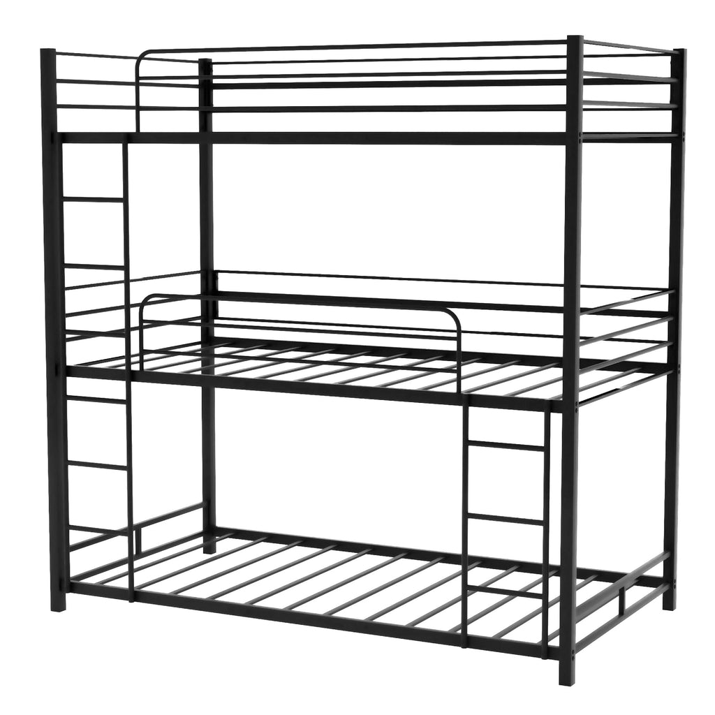 Black Twin Over Twin Over Twin Traditional Bunk Bed - 99fab 