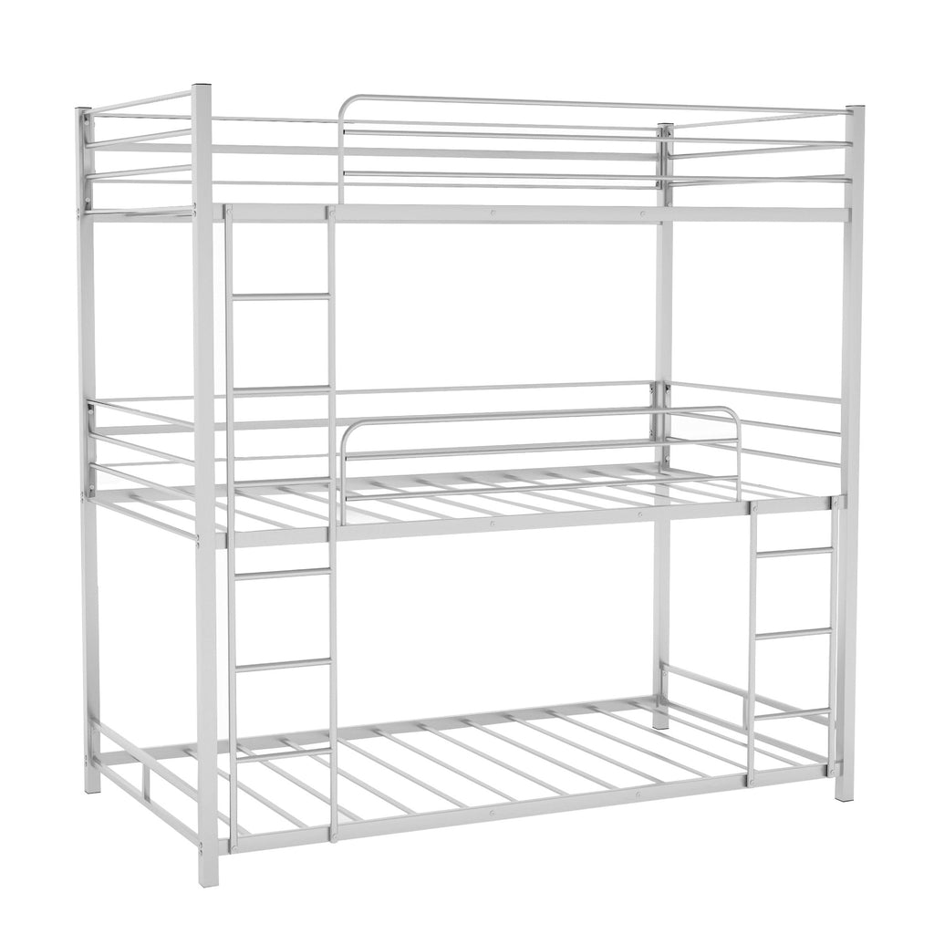 Silver Twin Over Twin Over Twin Traditional Bunk Bed - 99fab 