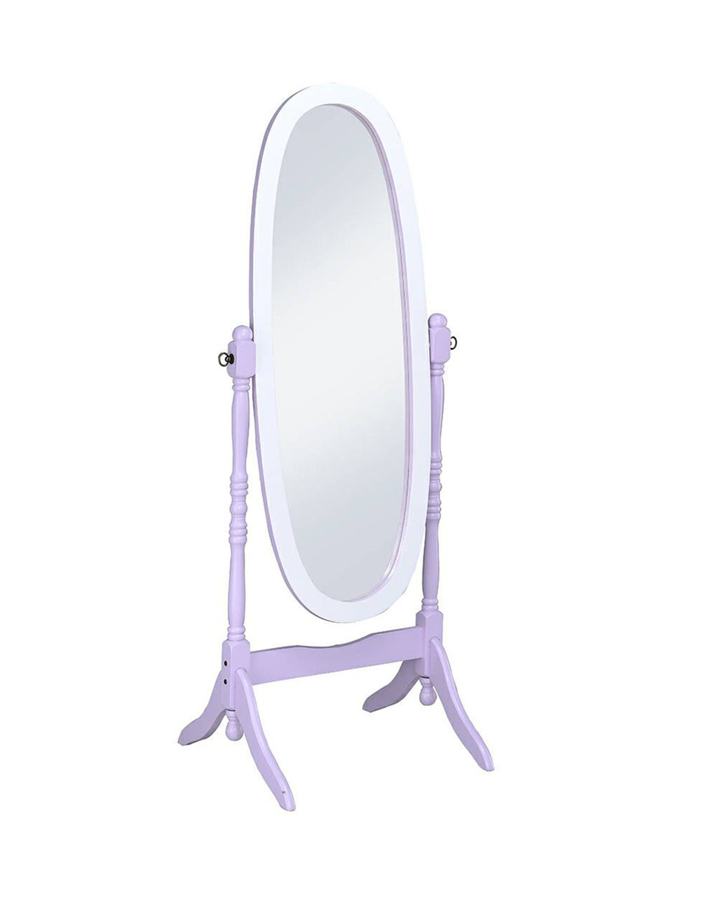 Pretty Pastel Purple and White Cheval Standing Oval Mirror - 99fab 