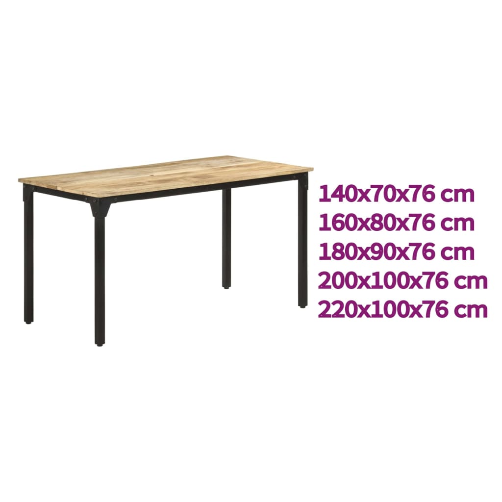vidaXL Dining Table Kitchen Table Dining Room Dinner Table Rough Mango Wood-0