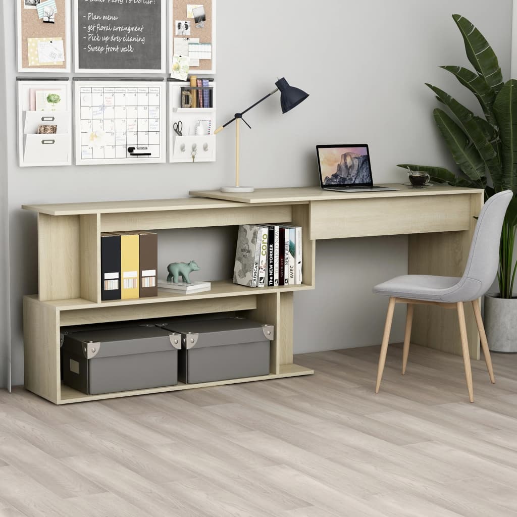 vidaXL Corner Desk Computer Desk Home Office Desk Workstation Engineered Wood-2