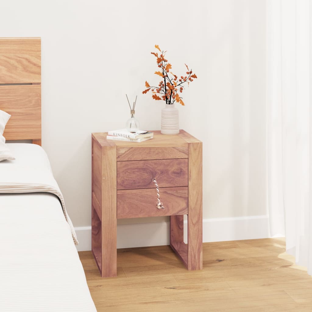vidaXL Bedside Cabinet 15.7"x11.8"x19.7" Solid Teak Wood-0