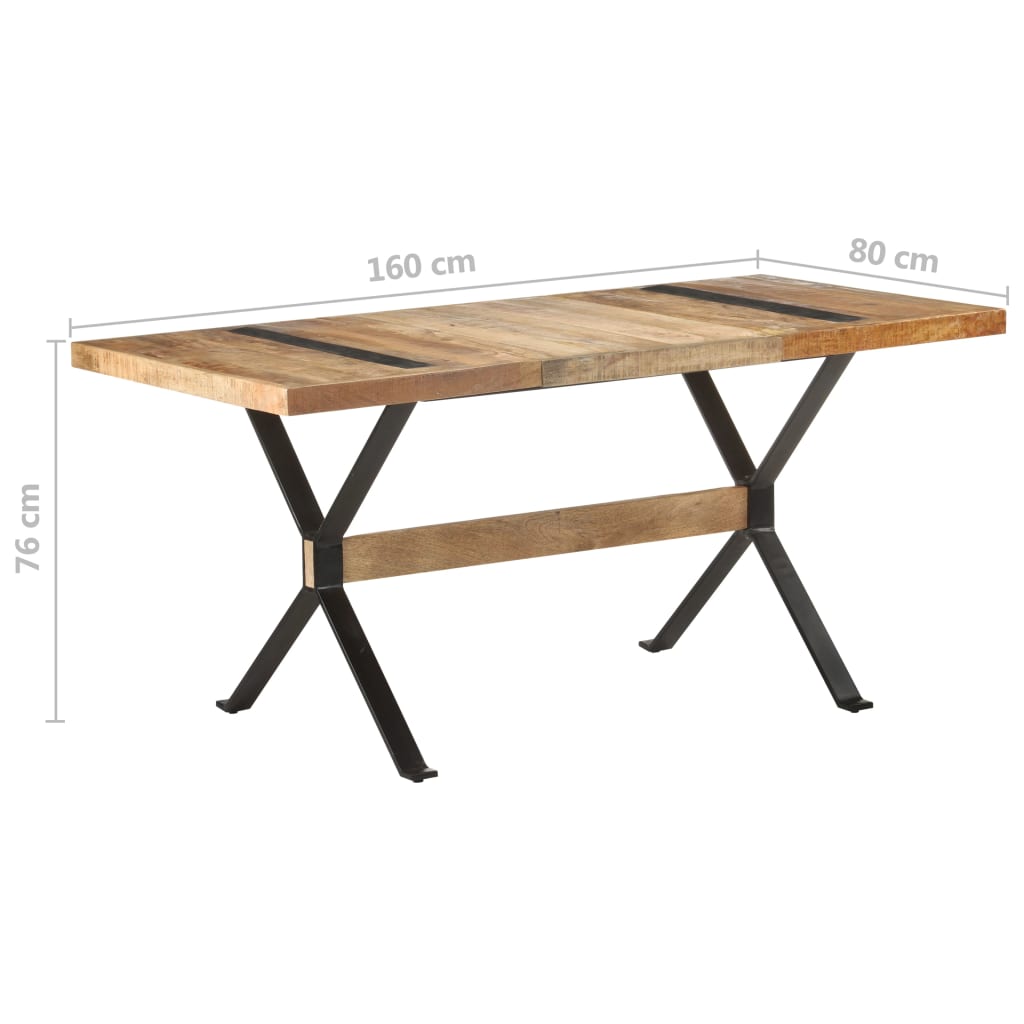vidaXL Dining Table 63"x31.5"x29.9" Rough Mango Wood-0
