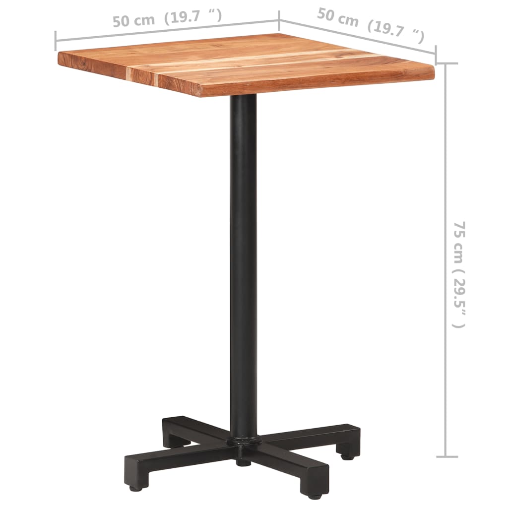 vidaXL Bistro Table with Live Edges 19.7"x19.7"x29.5" Solid Acacia Wood-4