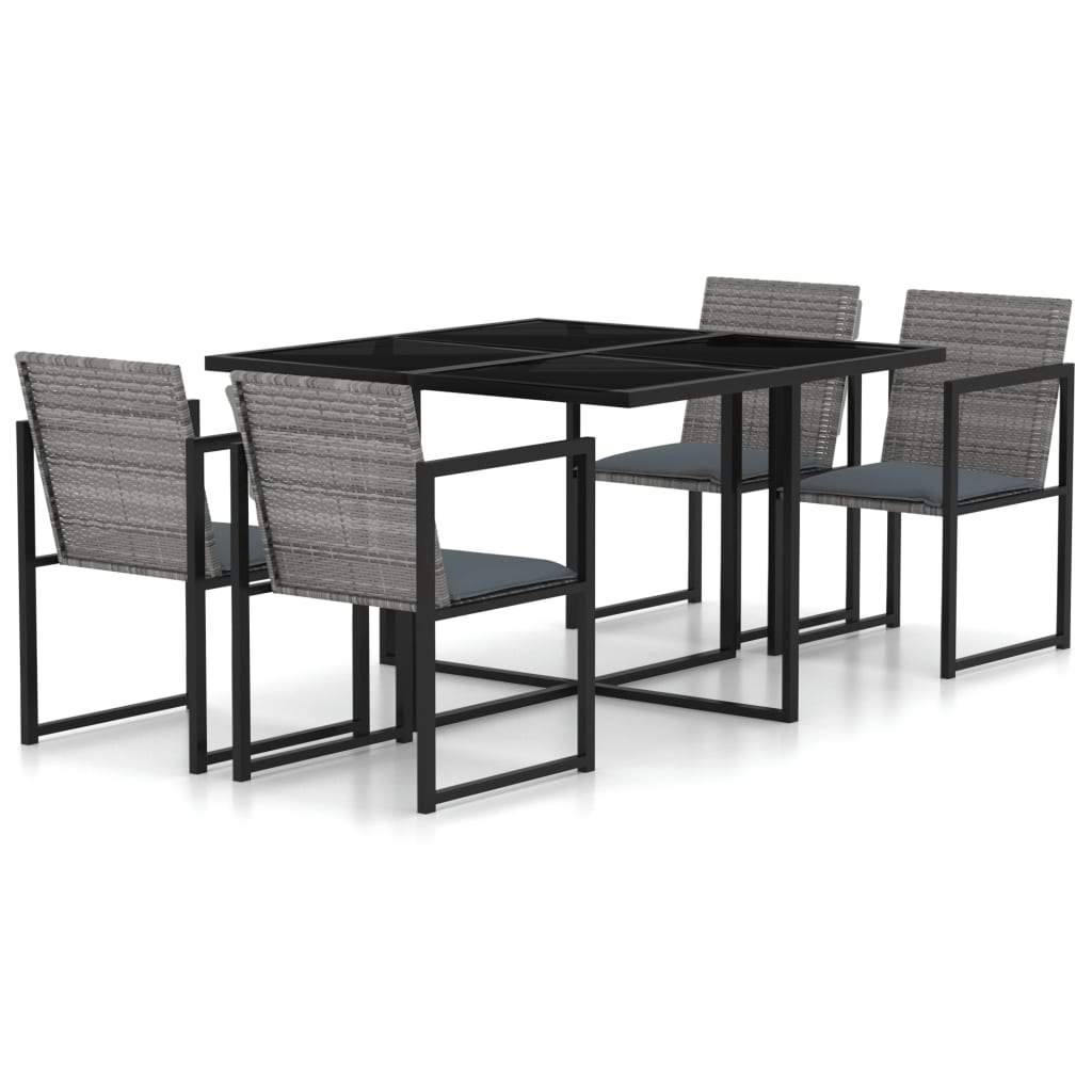 Outdoor Dining Set with Cushions 5/7/9 Pieces Poly Rattan Gray/Black - 99fab 
