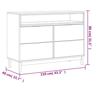 vidaXL Drawer Cabinet FLAM 43.3"x15.7"x31.5" Solid Wood Pine-7