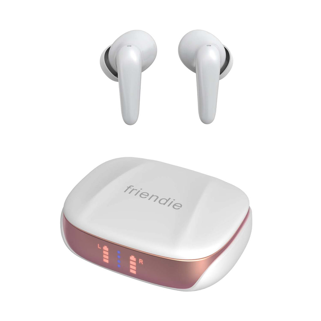 AIR Focus ANC Pearl White and Rose Gold Active Noise Cancelling Earbuds (In Ear Wireless Headphones) - 99fab 