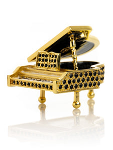 Golden White Piano with Black Crystals-5
