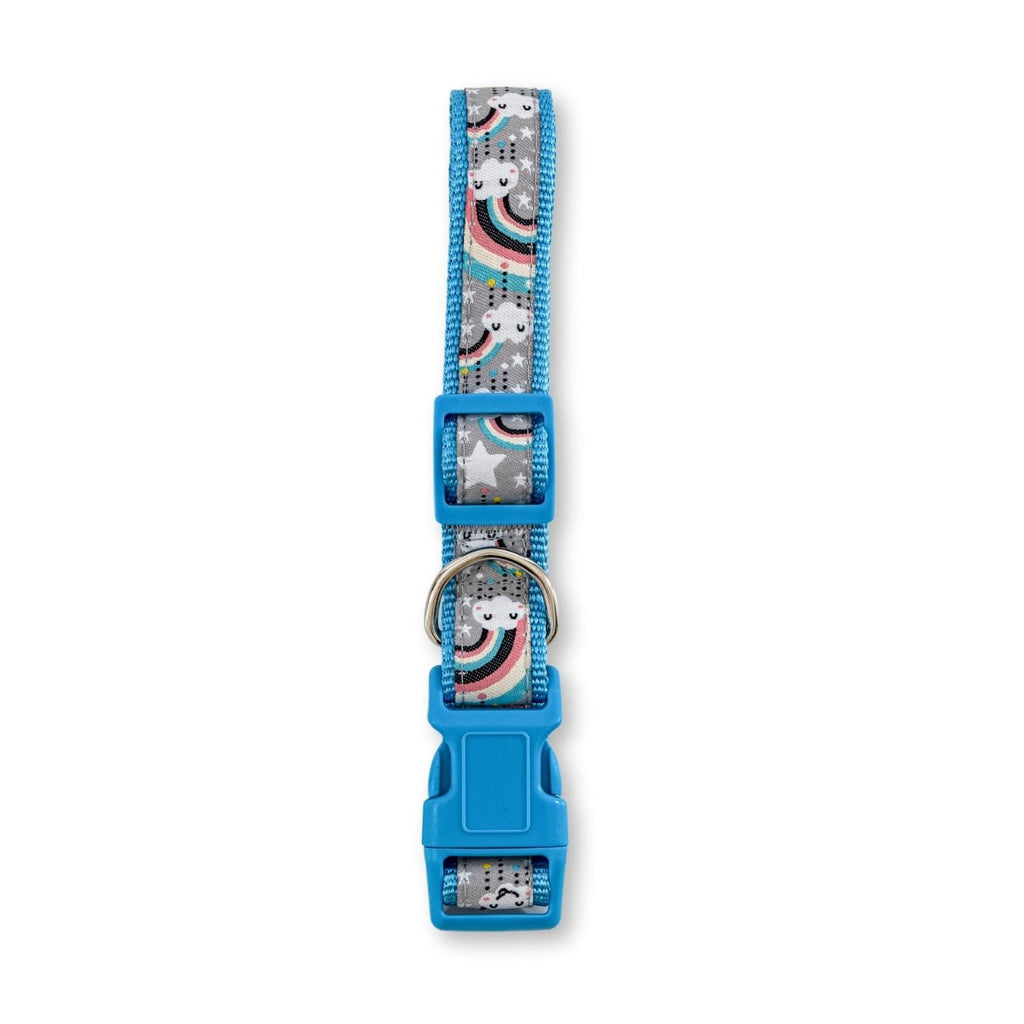 Stylish Nylon Collar for Dogs with Embroidered Rainbow Design-0