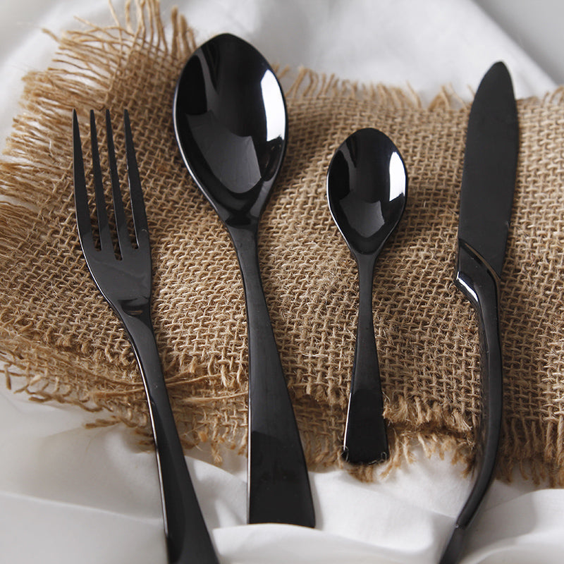 4Pcs/ Black Cutlery Set Stainless Steel Western Food Tableware - kitchen - 99fab.com